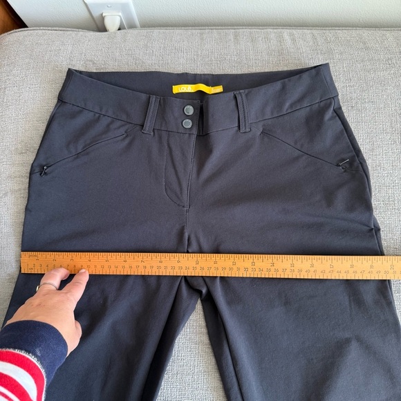 Lole Womens Black Travel Pants Sz 8 Nano Carbon Light Flare Leg UPF 50 Stretch - Picture 15 of 16